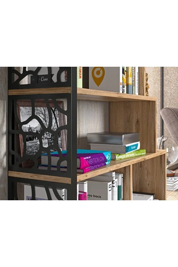 Silva Metal Merdiven Kitaplık - Atlantik Çam / Siyah